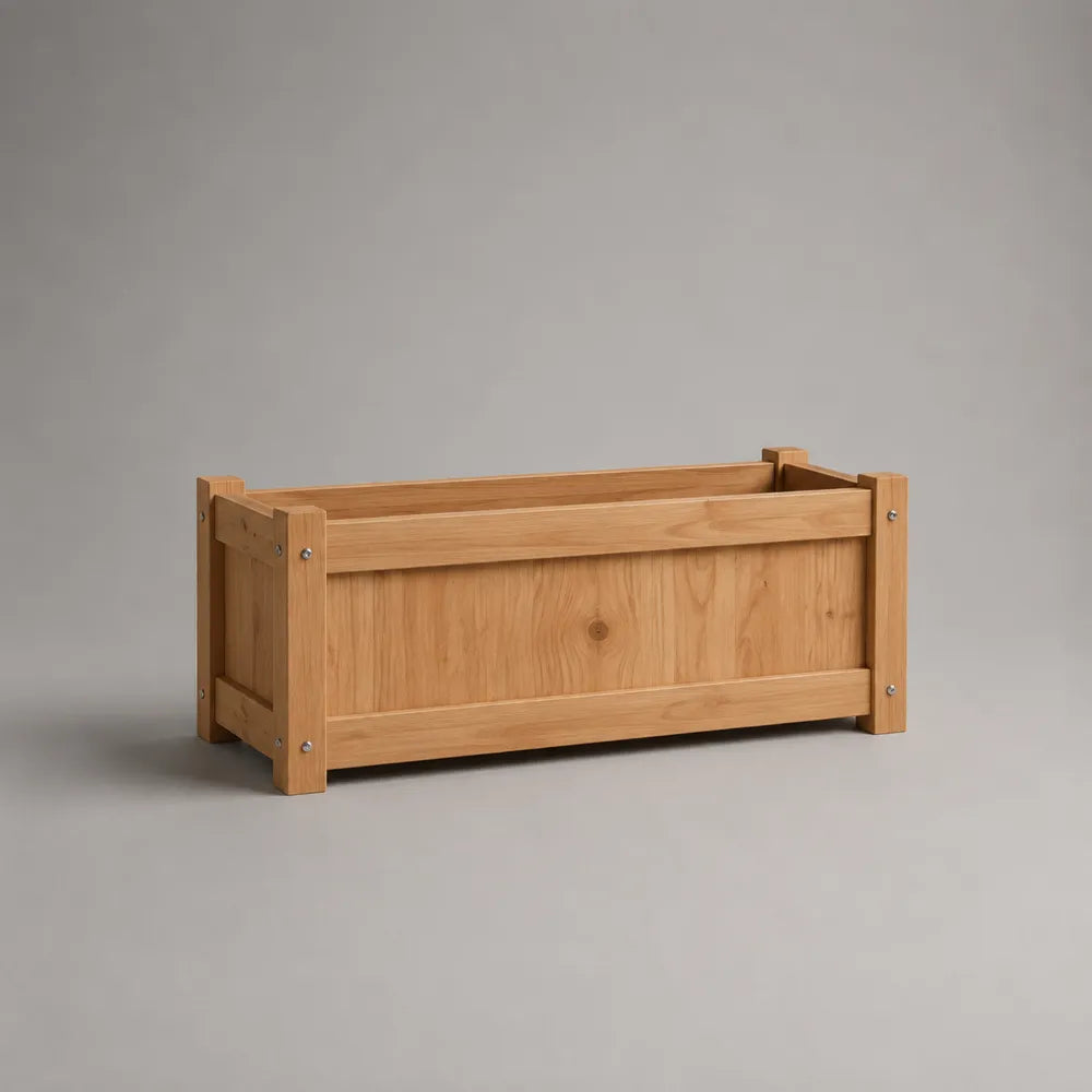 Jardinière rectangulaire en bois d'acacia massif naturelle pour plantes et fleurs 120 x 40 x 40 cm