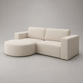 Canapé d'angle 3 places en tissu polyester crème avec méridienne gauche 260 x 160 x 85 cm