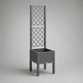 Jardinière verticale extérieure en résine synthétique noire avec treillis pour plantes 40 x 40 x 150 cm