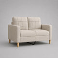 Canapé 2 places en tissu polyester beige avec pieds en bois clair 180 x 85 x 85 cm