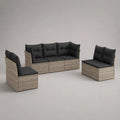 Salon de jardin modulable 5 places en résine tressée beige avec coussins gris anthracite 250 x 180 x 75 cm