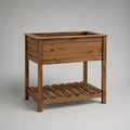 Bac à fleurs de jardin surélevé en bois de pin marron avec étagère inférieure 100 x 40 x 95 cm