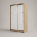 Armoire à portes coulissantes 120x60x200 cm en MDF chêne naturel et blanc rectangulaire