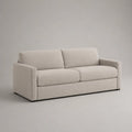Canapé 3 places en tissu polyester beige avec pieds noirs 220 x 90 x 80 cm