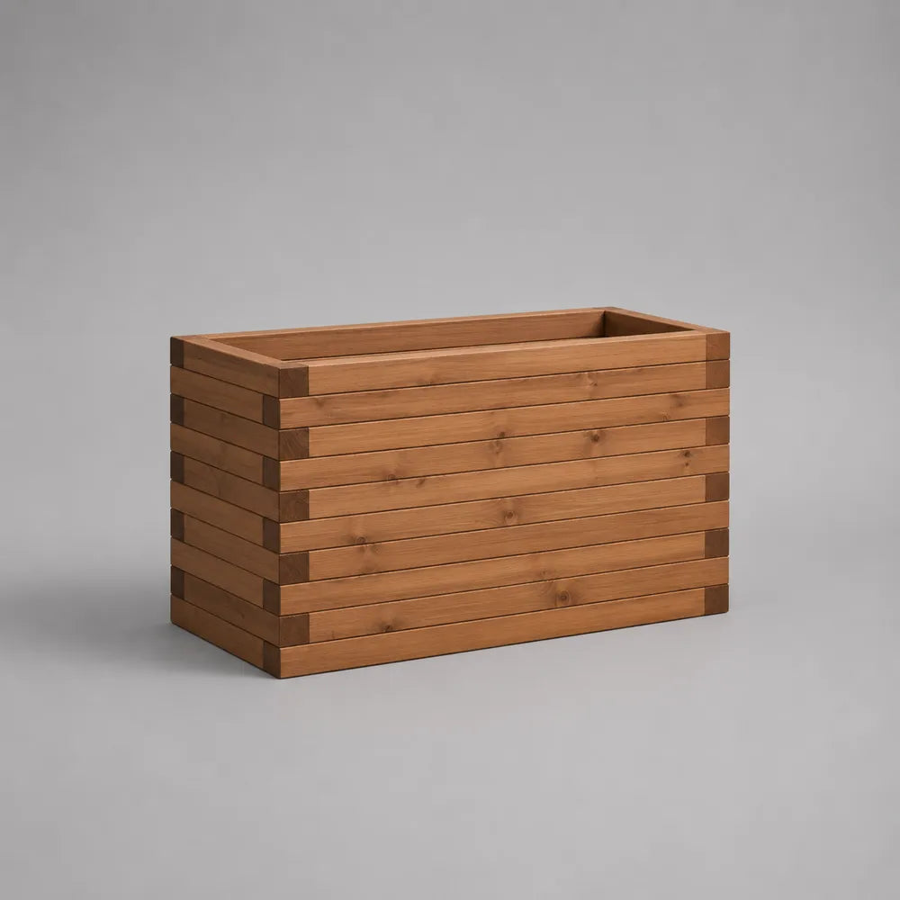 Jardinière rectangulaire en bois massif marron 100 x 40 x 35 cm