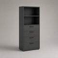 Armoire bibliothèque 80x40x180 cm en MDF gris anthracite avec étagères et 4 tiroirs rectangulaire