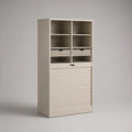 Armoire de rangement 120 x 40 x 180 cm en MDF blanc avec étagères tiroirs et compartiment fermé structure rectangulaire