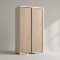 Armoire 2 portes coulissantes 120 x 60 x 200 cm en MDF effet chêne naturel forme rectangulaire